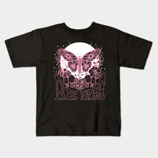 Be Free Luna Moth Freedom Design: Mushroom and Flower Serenity Kids T-Shirt